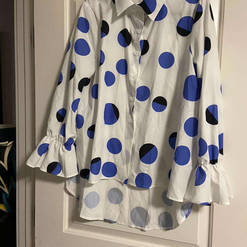 Polka Dot Button-Up Blouse